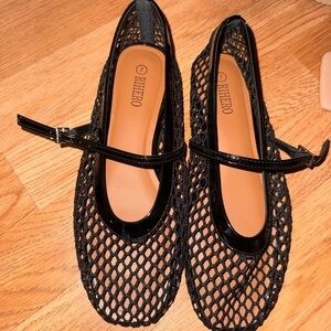Black Mesh Mary Jane flats